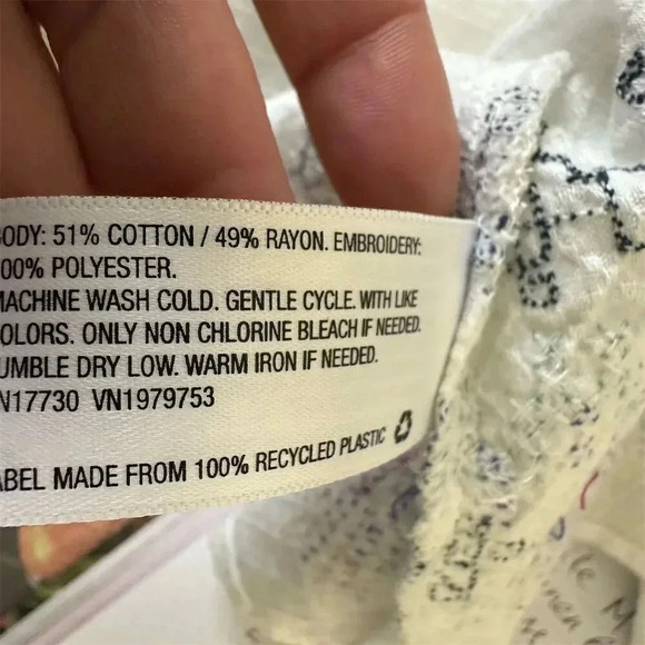 Knox Rose Womens Blouse L White  Embroidered Tassel Tie V-Neck Casual wb - Picture 5 of 8